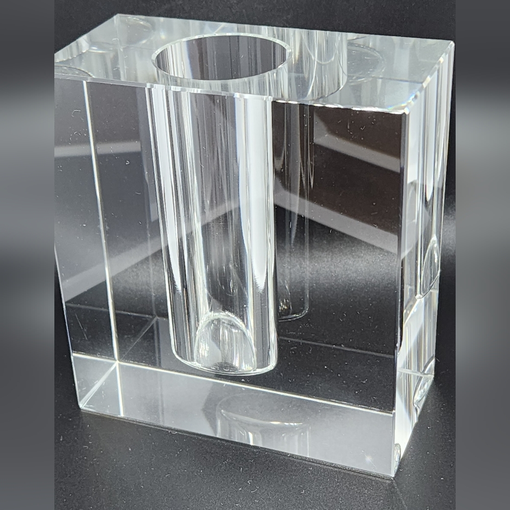 TIZO Mid Century Modern Style Lead Crystal Bud Vase Block - Picture 4 of 4
